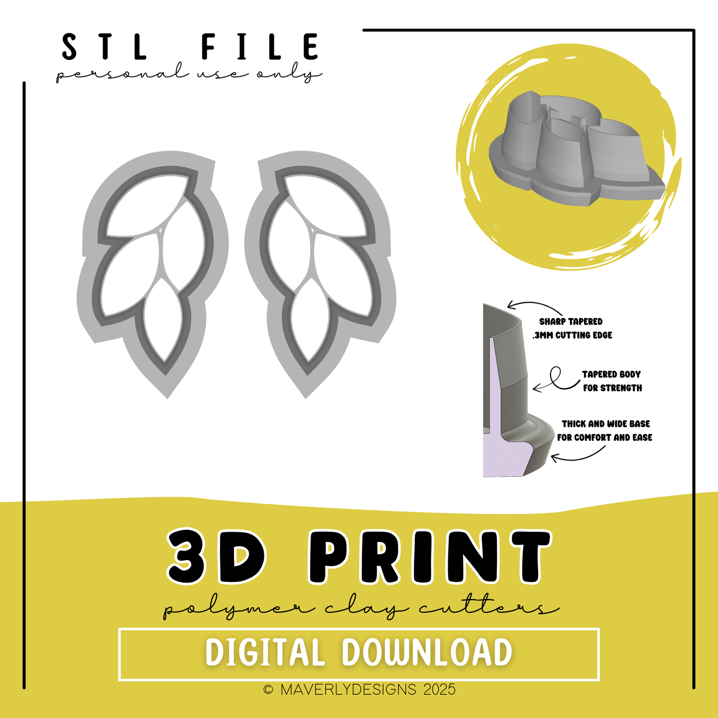 Alis Pebble - Digital Download - STL Polymer Clay Cutter - Print your own Clay Cutter
