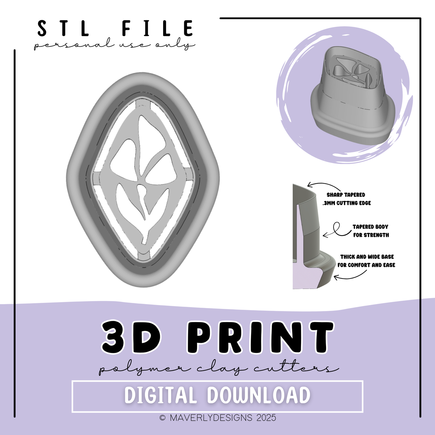 !Flower and Stem Emboss Charm Digital Download - STL Polymer Clay Cutter - Print your own Clay Cutter - February 2026