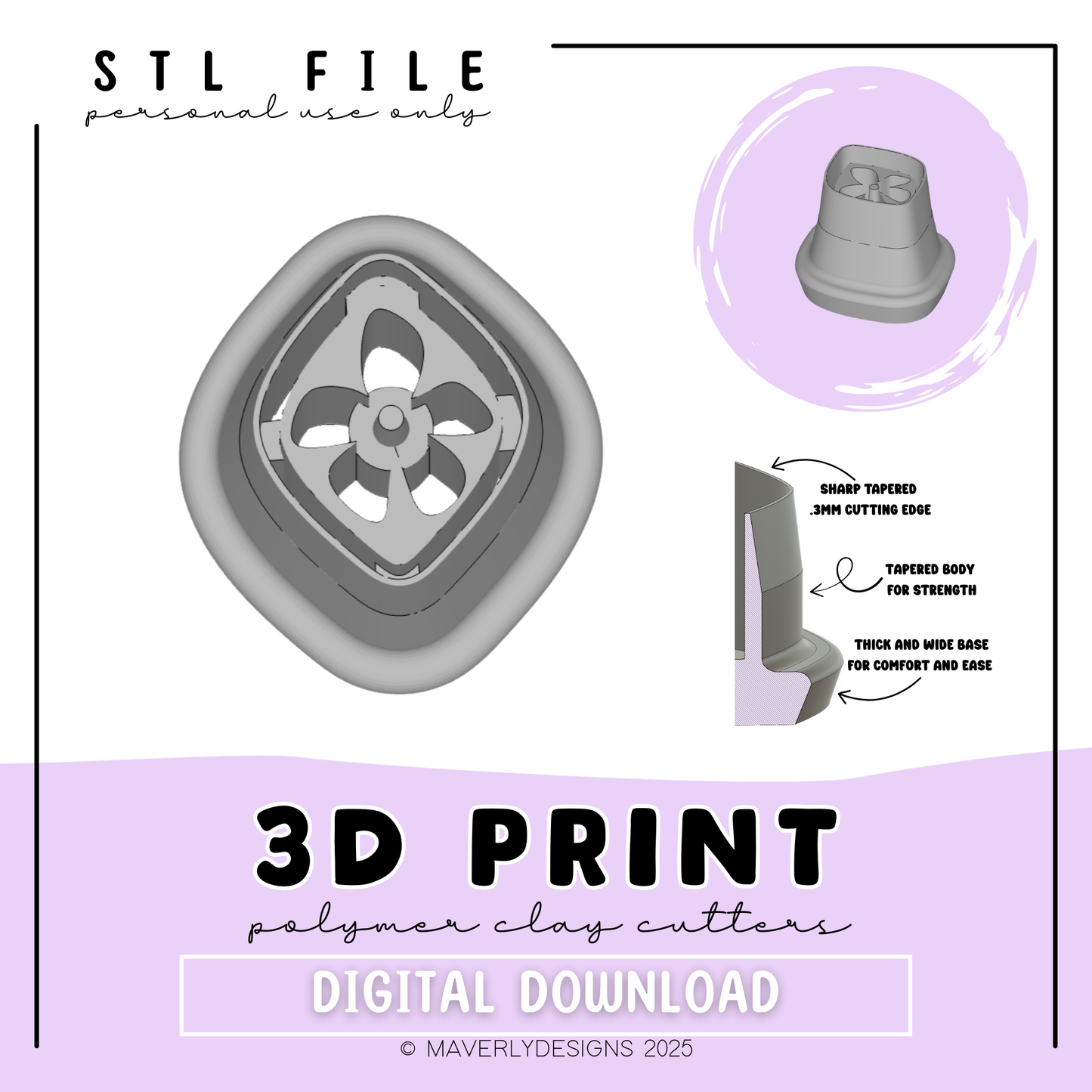 !Mini Flower Emboss Charm Digital Download - STL Polymer Clay Cutter - Print your own Clay Cutter - February 2026
