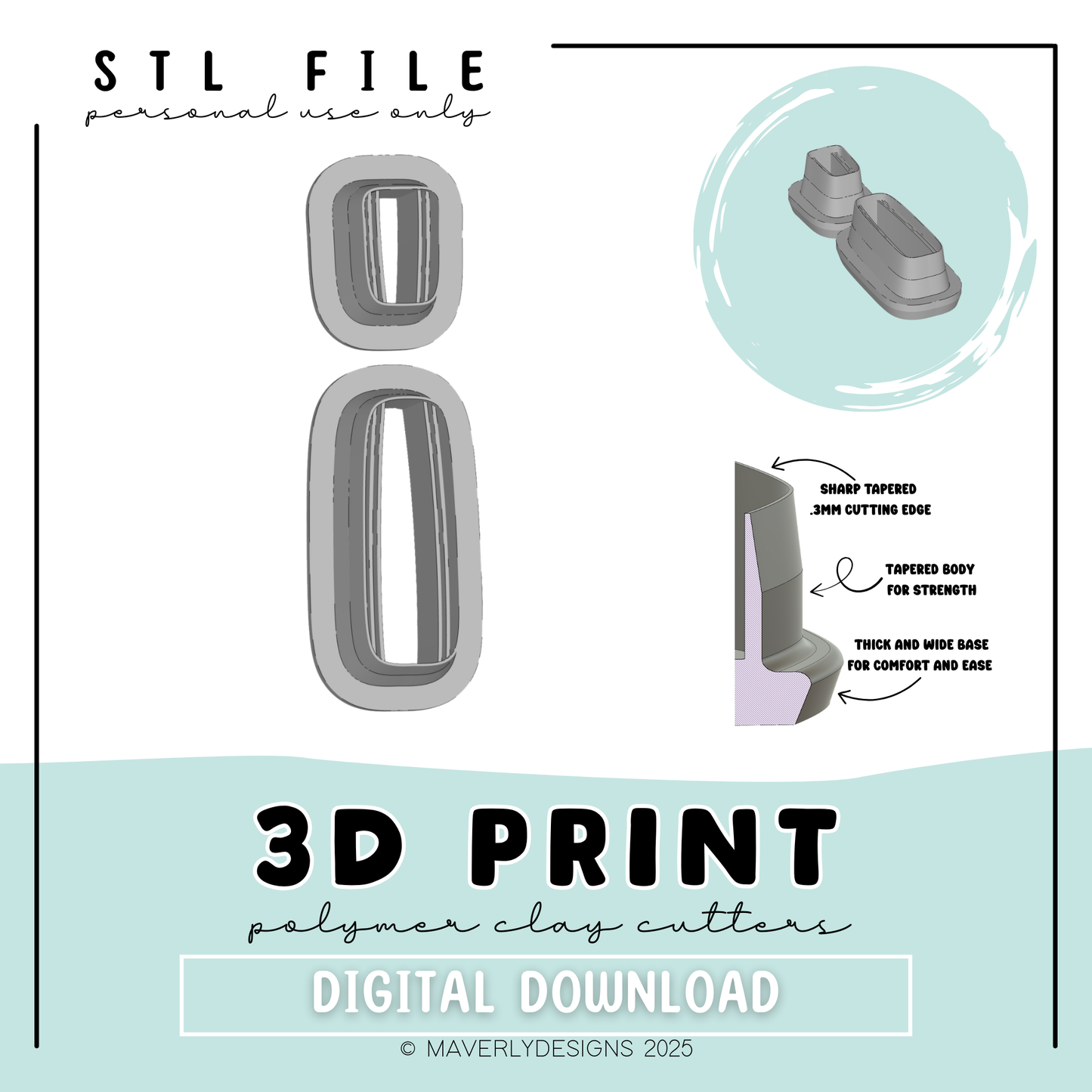 !Asher Digital Download - STL Polymer Clay Cutter - Print your own Clay Cutter - February 2026