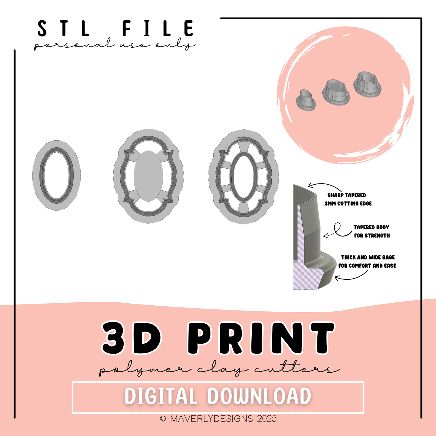 !Vintage Frame Trio D Digital Download - STL Polymer Clay Cutter - Print your own Clay Cutter - February 2026
