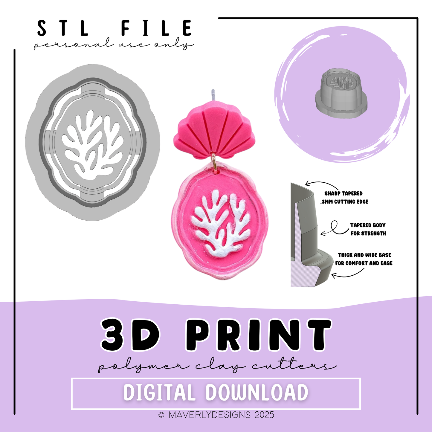 Coral Imprint Frame - Digital Download - STL Polymer Clay Cutter - Print your own Clay Cutter - 2026