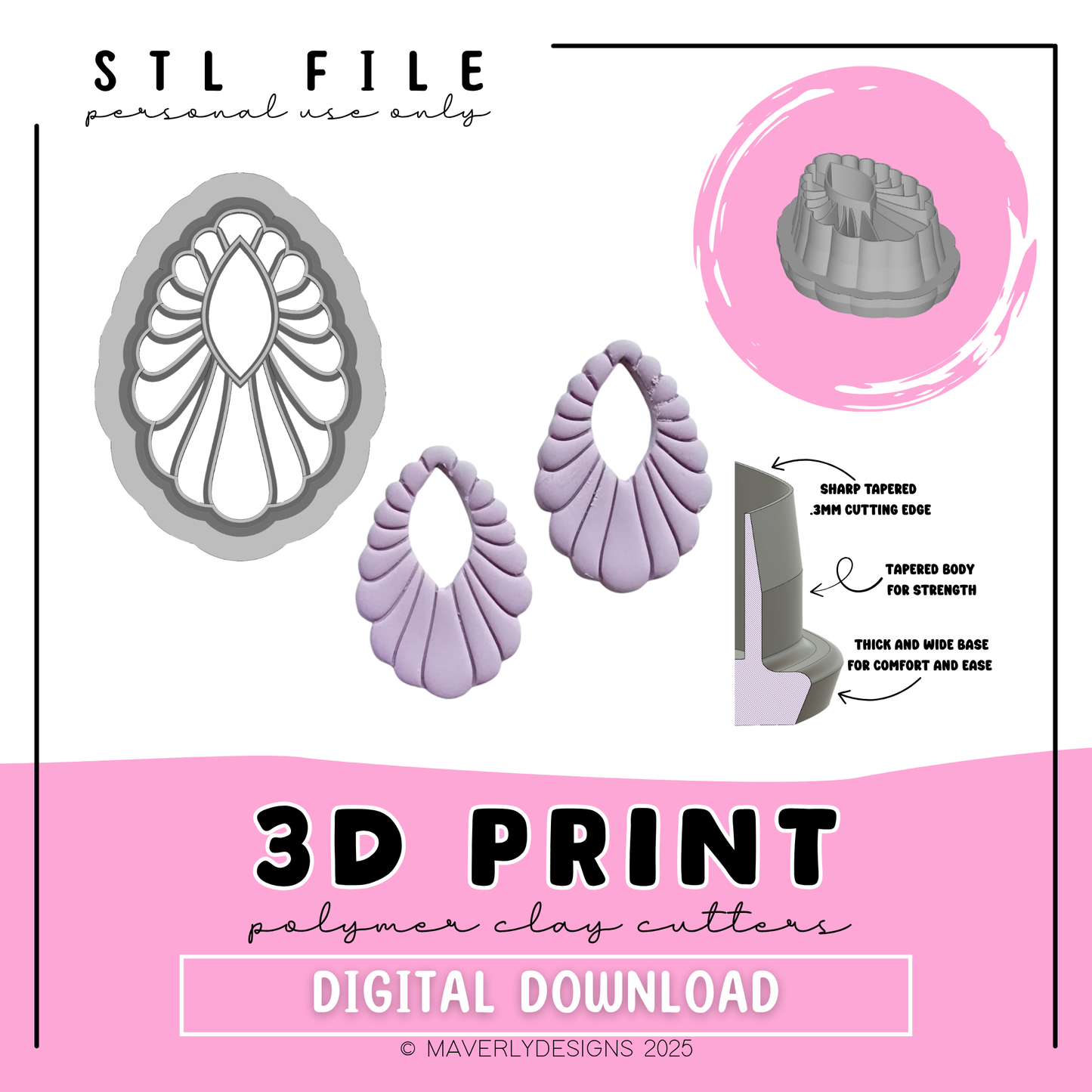 Kiana Scalloped Window - Digital Download - STL Polymer Clay Cutter - Print your own Clay Cutter - 2026
