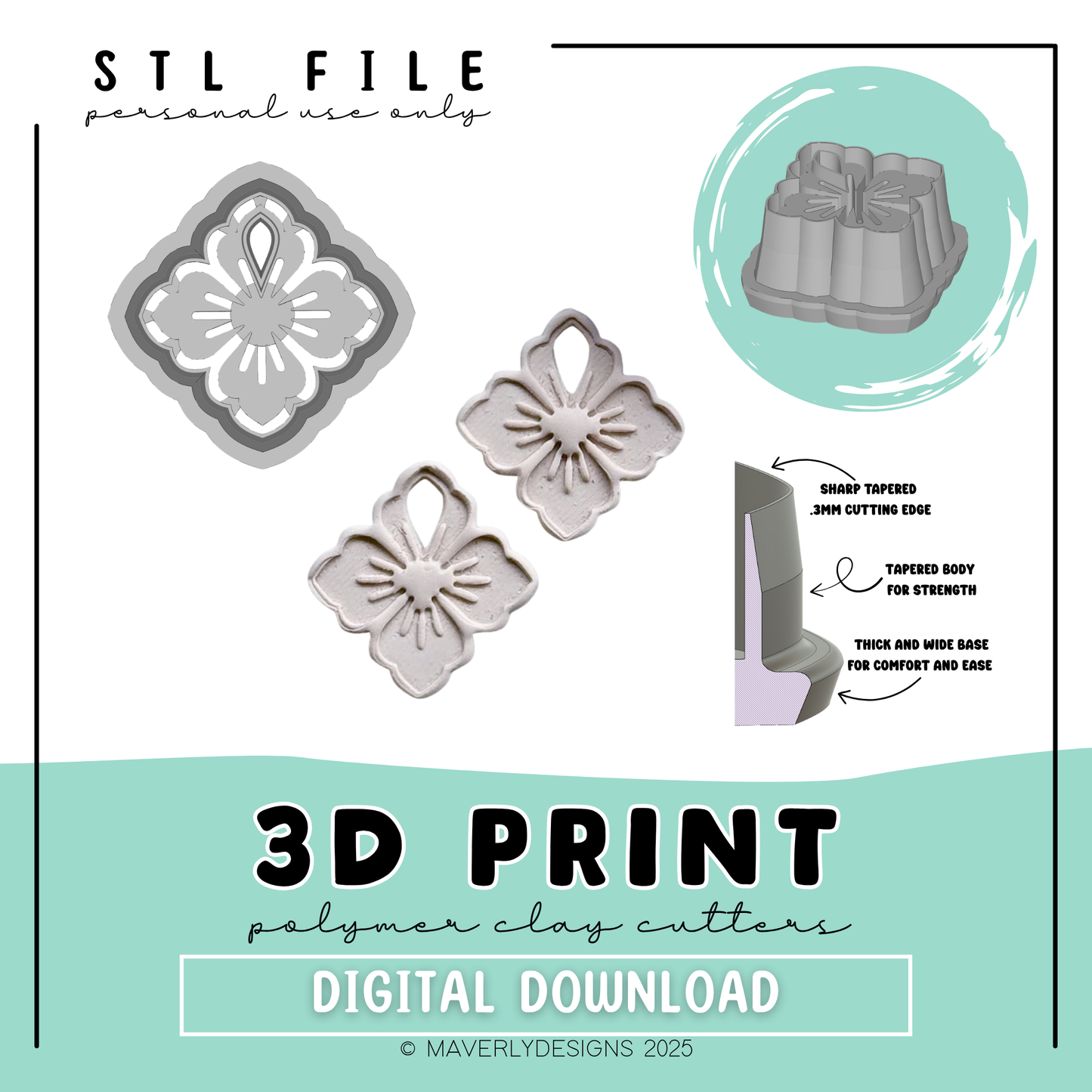 Natalie - Digital Download - STL Polymer Clay Cutter - Print your own Clay Cutter - 2026