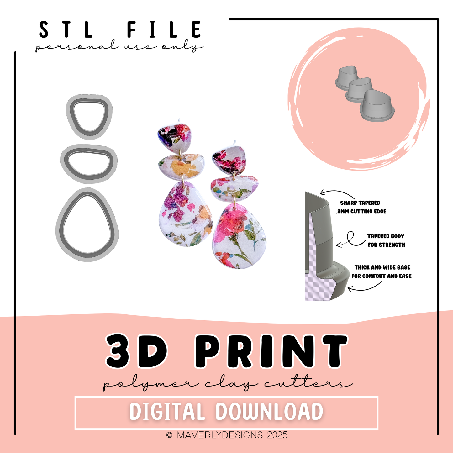 Selena Set - Digital Download - STL Polymer Clay Cutter - Print your own Clay Cutter - 2026