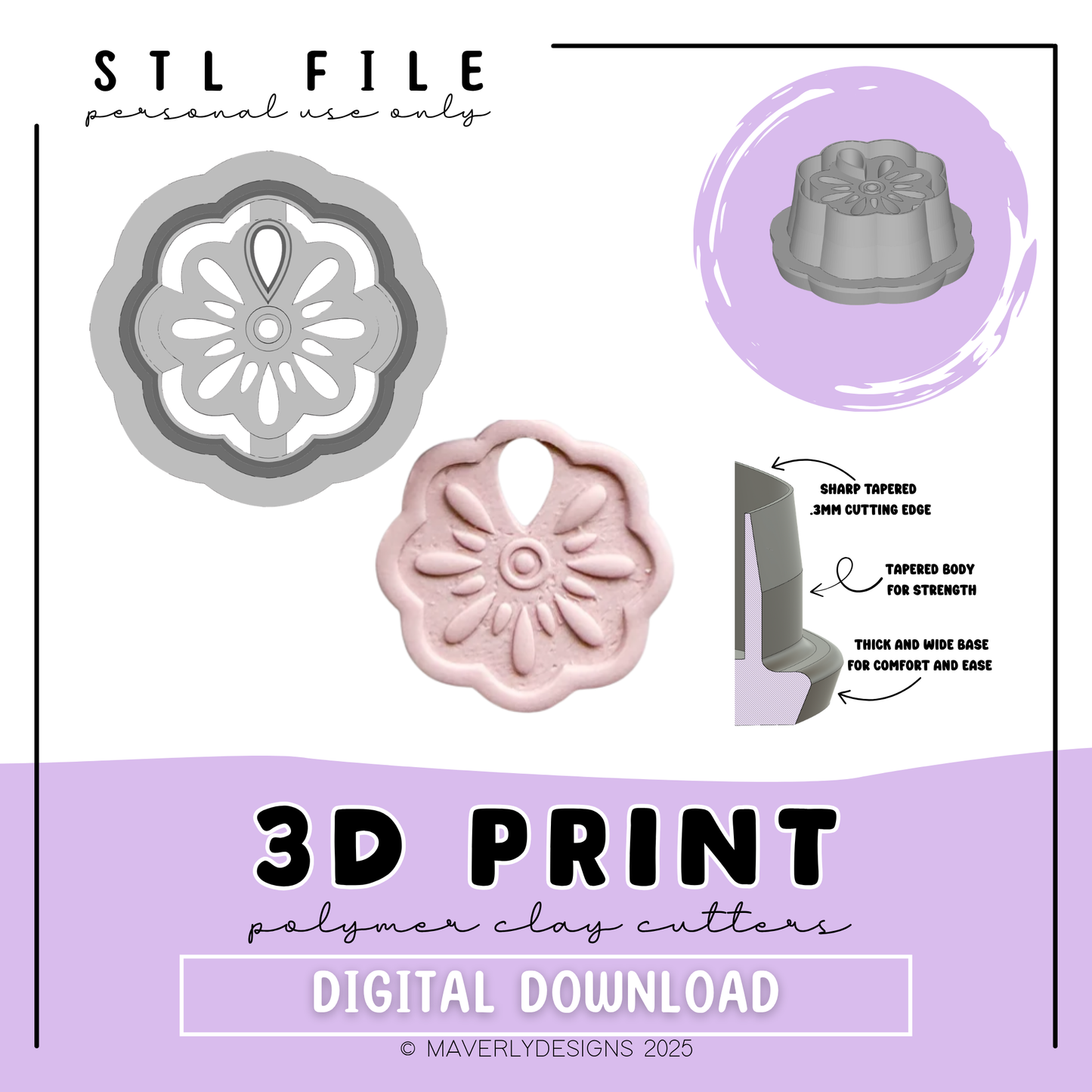 Gia Imprint - Digital Download - STL Polymer Clay Cutter - Print your own Clay Cutter - 2026
