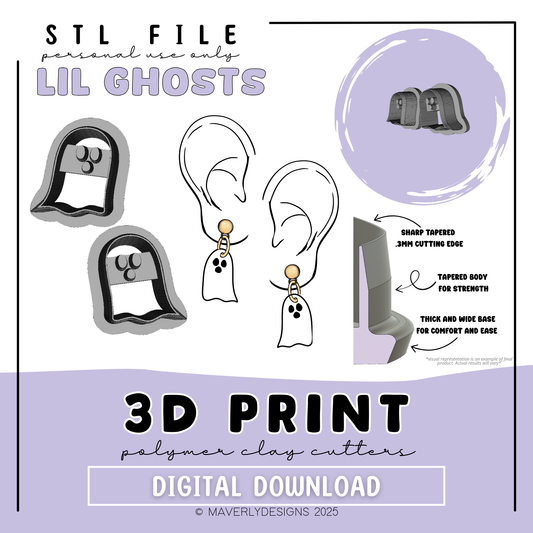 Simple Ghosts - Digital Download - STL Polymer Clay Cutter - Print your own Clay Cutter