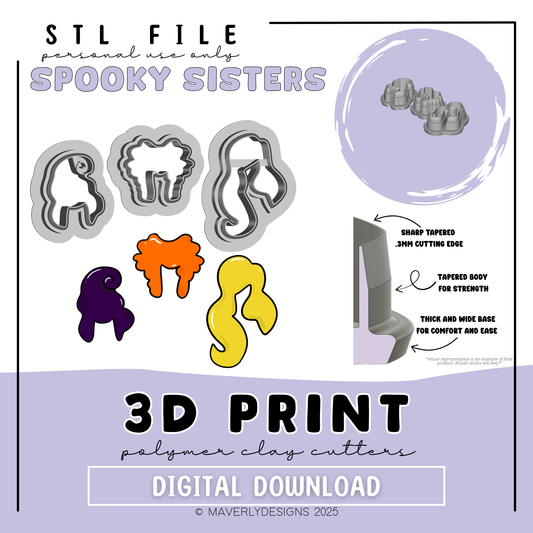 Sanderson Sisters - Digital Download - STL Polymer Clay Cutter - Print your own Clay Cutter