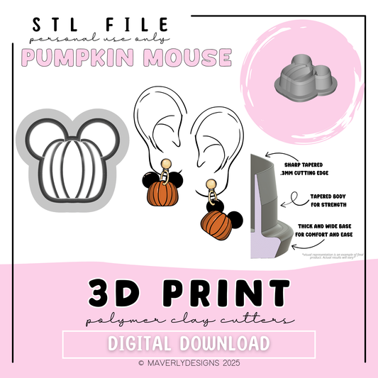 Mouse Pumpkin - Digital Download - STL Polymer Clay Cutter - Print your own Clay Cutter