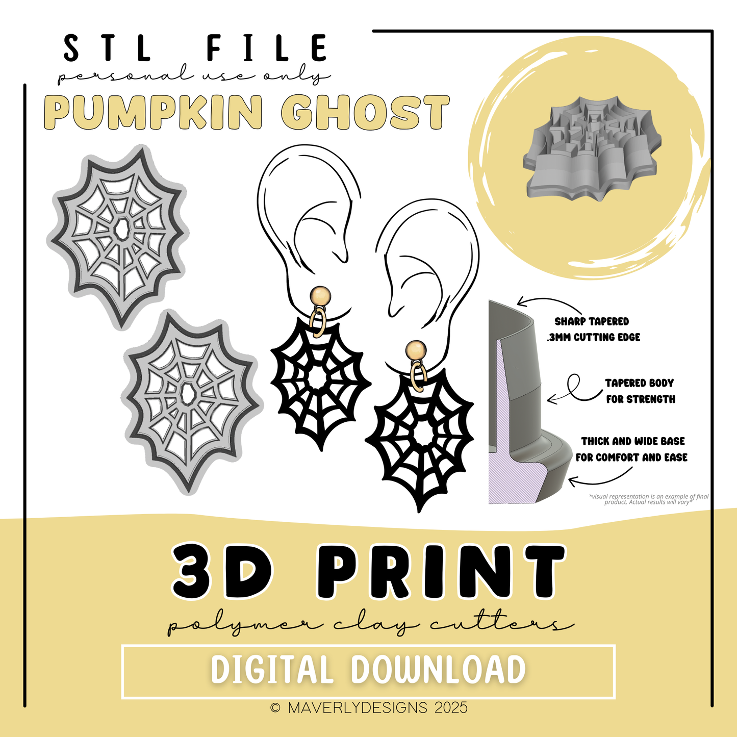 Cut out Spider Web - Digital Download - STL Polymer Clay Cutter - Print your own Clay Cutter