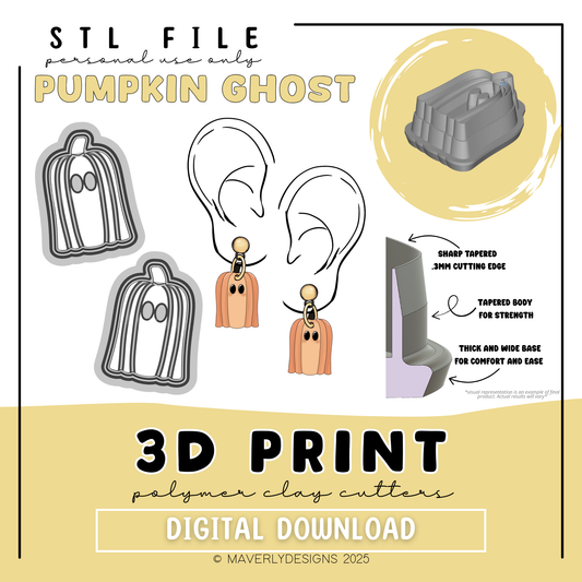 Pumpkin Ghost - Digital Download - STL Polymer Clay Cutter - Print your own Clay Cutter