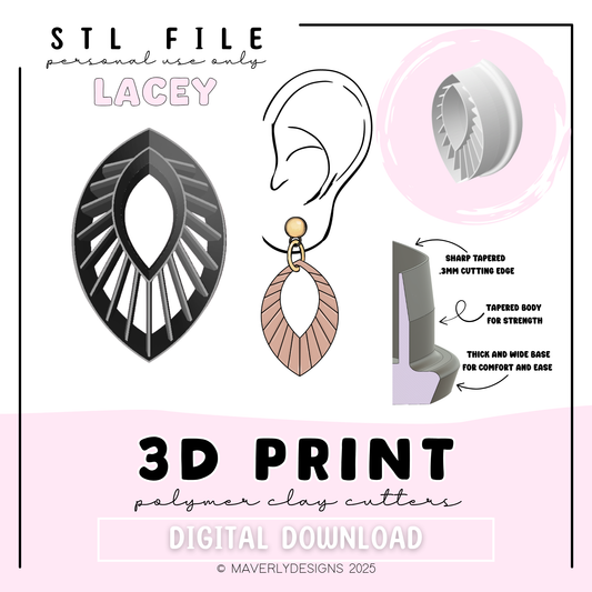 Lacey - Digital Download - STL Polymer Clay Cutter - Print your own Clay Cutter