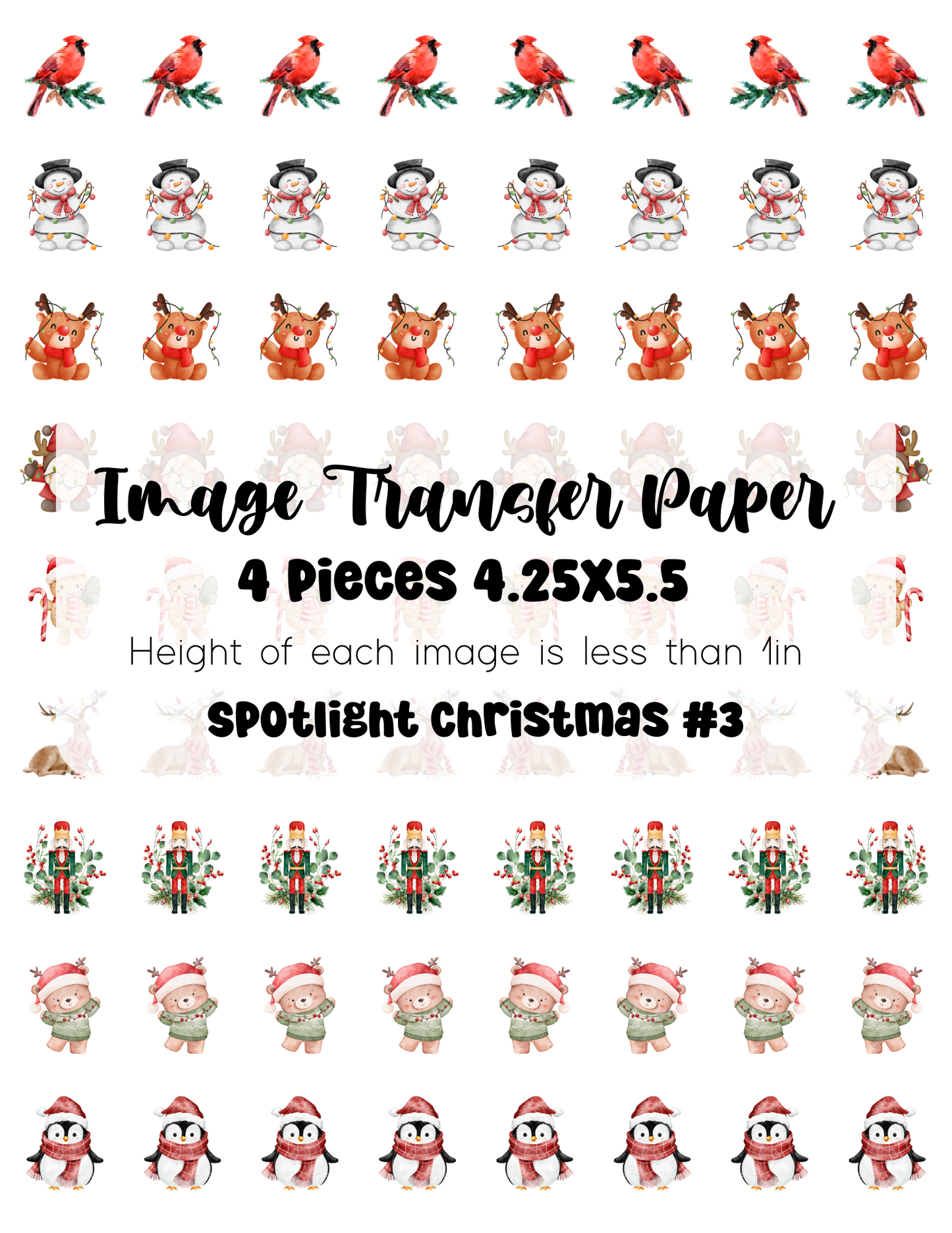 Spotlight Transfer Paper Christmas #3 - 4 Pages - One 8.5x11 cut in Quarters