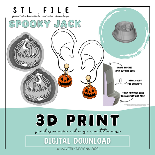Spooky Lookin Jack - Digital Download - STL Polymer Clay Cutter - Print your own Clay Cutter