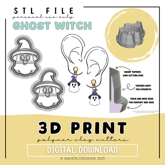 Ghost Witch - Digital Download - STL Polymer Clay Cutter - Print your own Clay Cutter