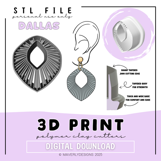 Dallas Imprint Window - Digital Download - STL Polymer Clay Cutter - Print your own Clay Cutter