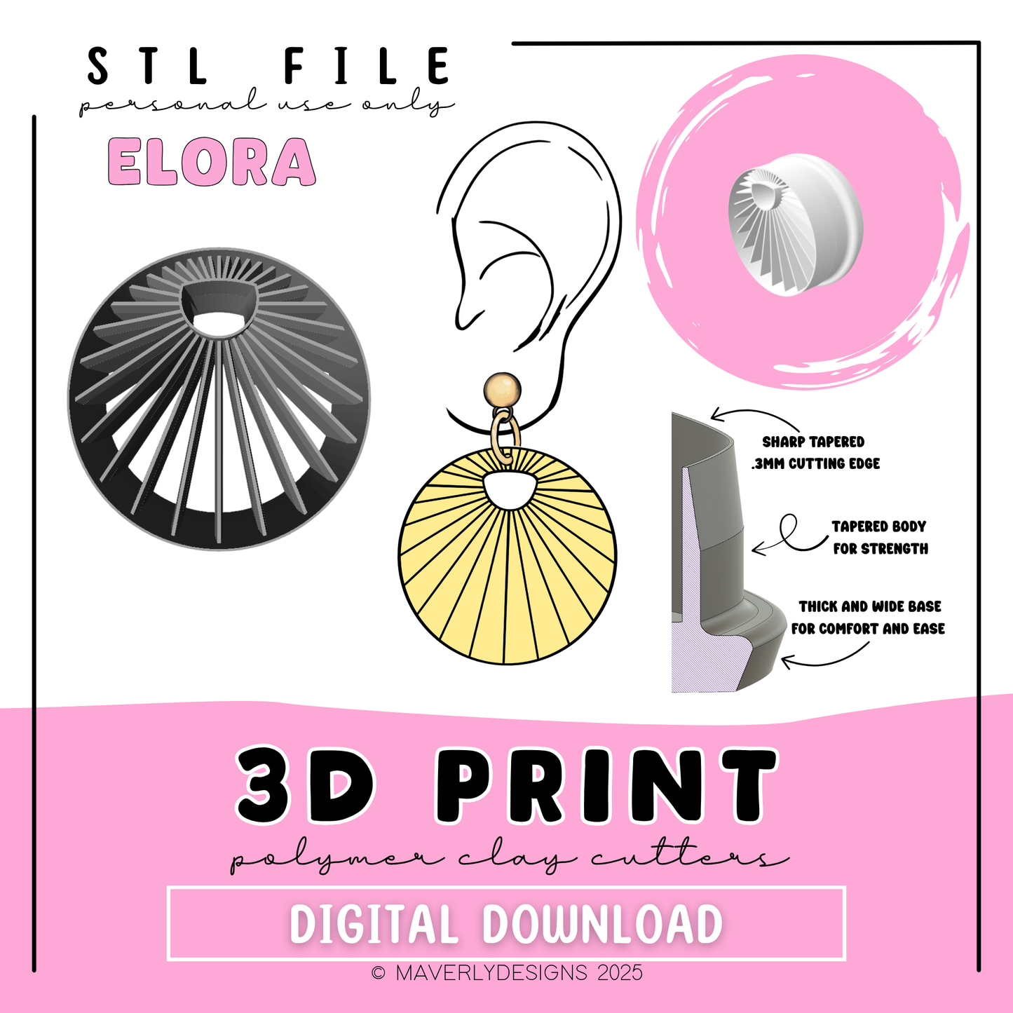 Elora Imprint Window - Digital Download - STL Polymer Clay Cutter - Print your own Clay Cutter