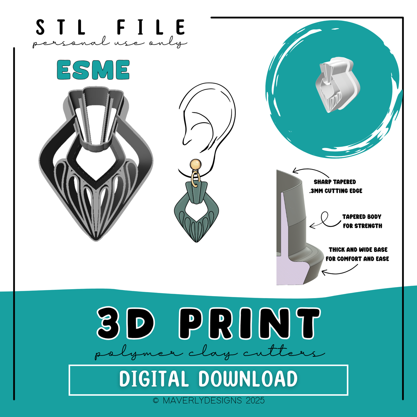 Esme Imprint Window - Digital Download - STL Polymer Clay Cutter - Print your own Clay Cutter