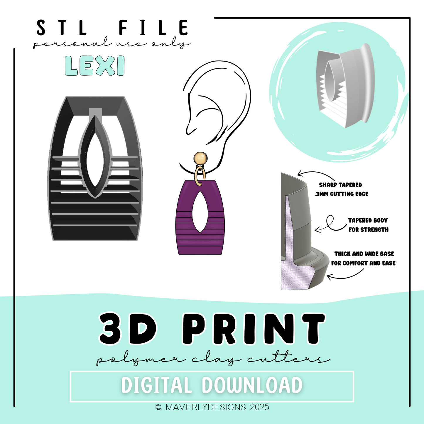 Lexi Imprint Windowv- Digital Download - STL Polymer Clay Cutter - Print your own Clay Cutter