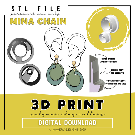 Mina Chain Set - Digital Download - STL Polymer Clay Cutter - Print your own Clay Cutter