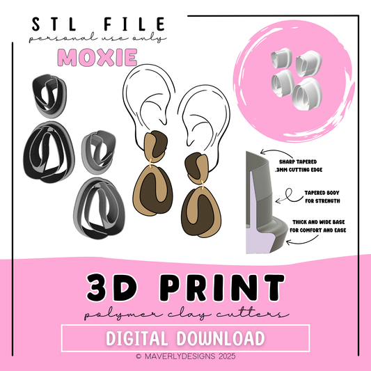Moxie Imprint Duo - Digital Download - STL Polymer Clay Cutter - Print your own Clay Cutter