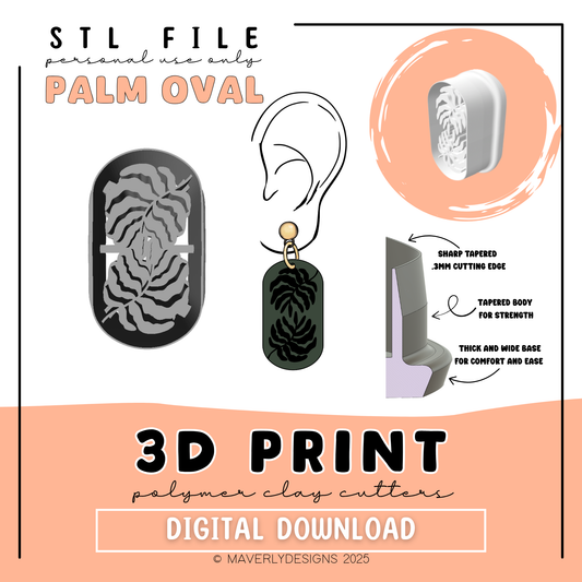 Palm Oval Imprint - Digital Download - STL Polymer Clay Cutter - Print your own Clay Cutter