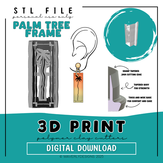 Palm Tree Frame - Digital Download - STL Polymer Clay Cutter - Print your own Clay Cutter