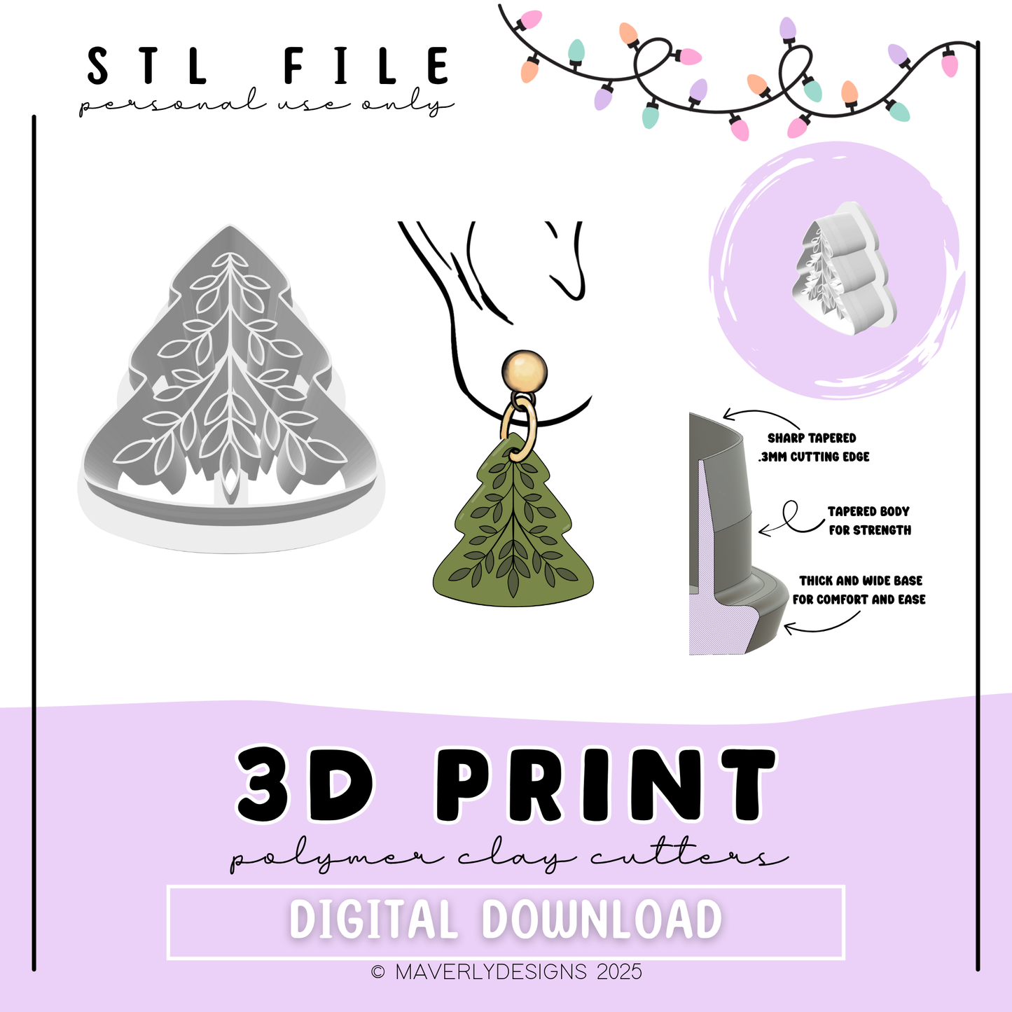 Leaf Vine Tree- Digital Download - STL Polymer Clay Cutter - Print your own Clay Cutter