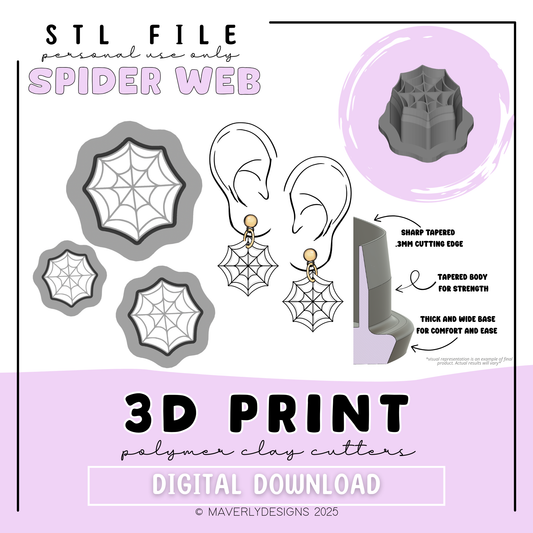 Spider Web Simple - Digital Download - STL Polymer Clay Cutter - Print your own Clay Cutter
