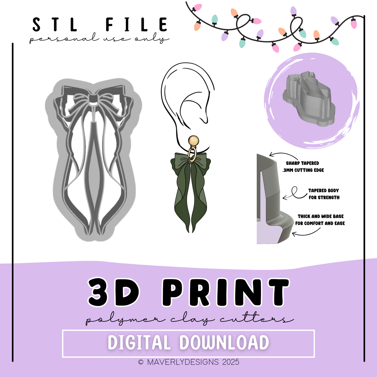 Darling Bow Imprint - Digital Download - STL Polymer Clay Cutter - Print your own Clay Cutter