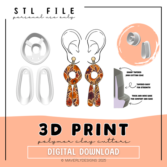 Violet Duo Organic Window Dangle - Digital Download - STL Polymer Clay Cutter - Print your own Clay Cutter