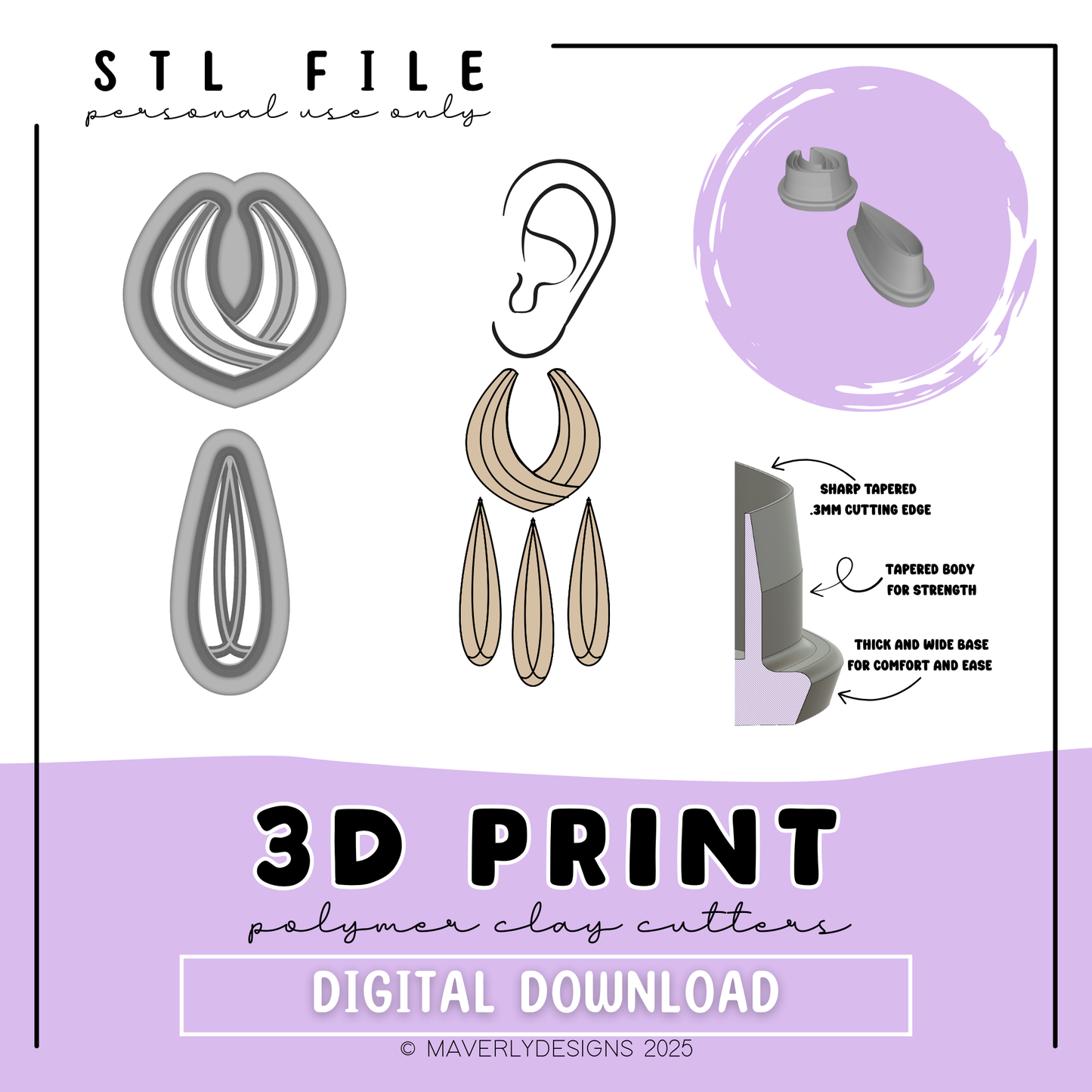 Christine Duo - Digital Download - STL Polymer Clay Cutter - Print your own Clay Cutter