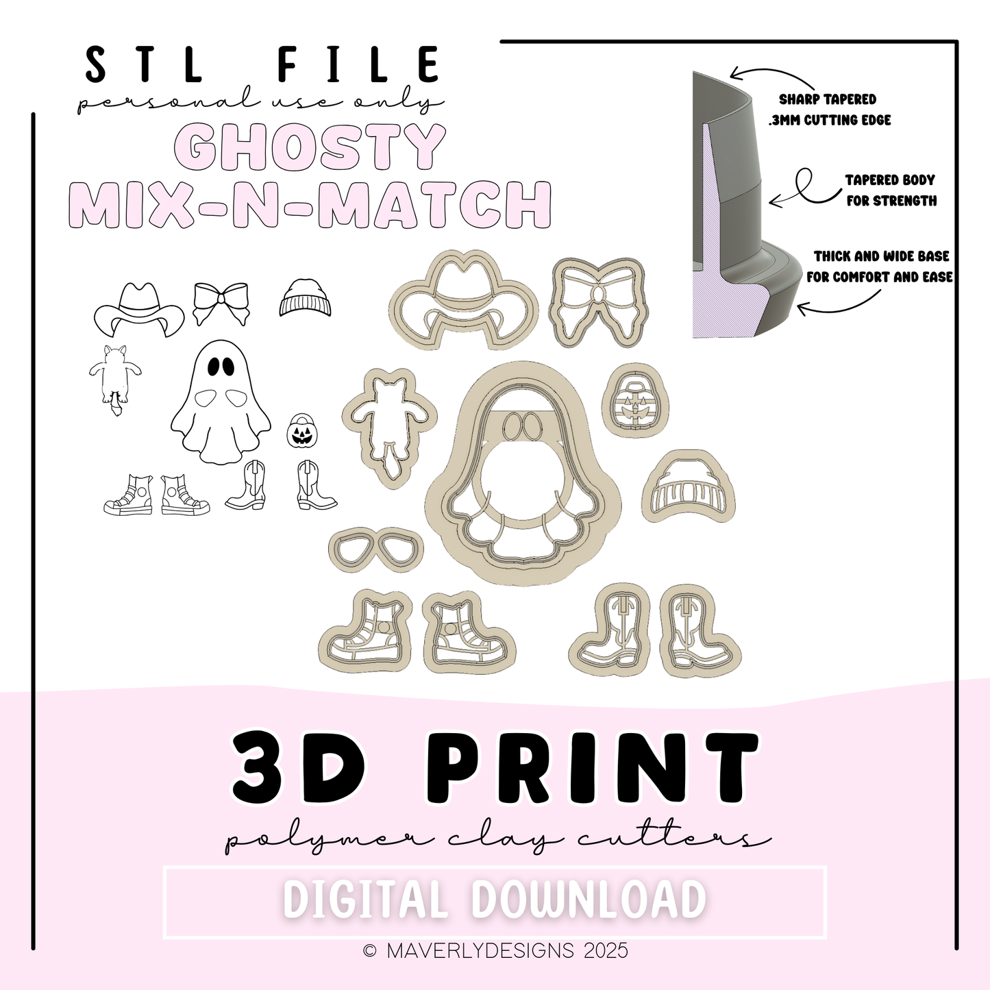 Ghosty Mix-n-Match - Digital Download - STL Polymer Clay Cutter - Print your own Clay Cutter