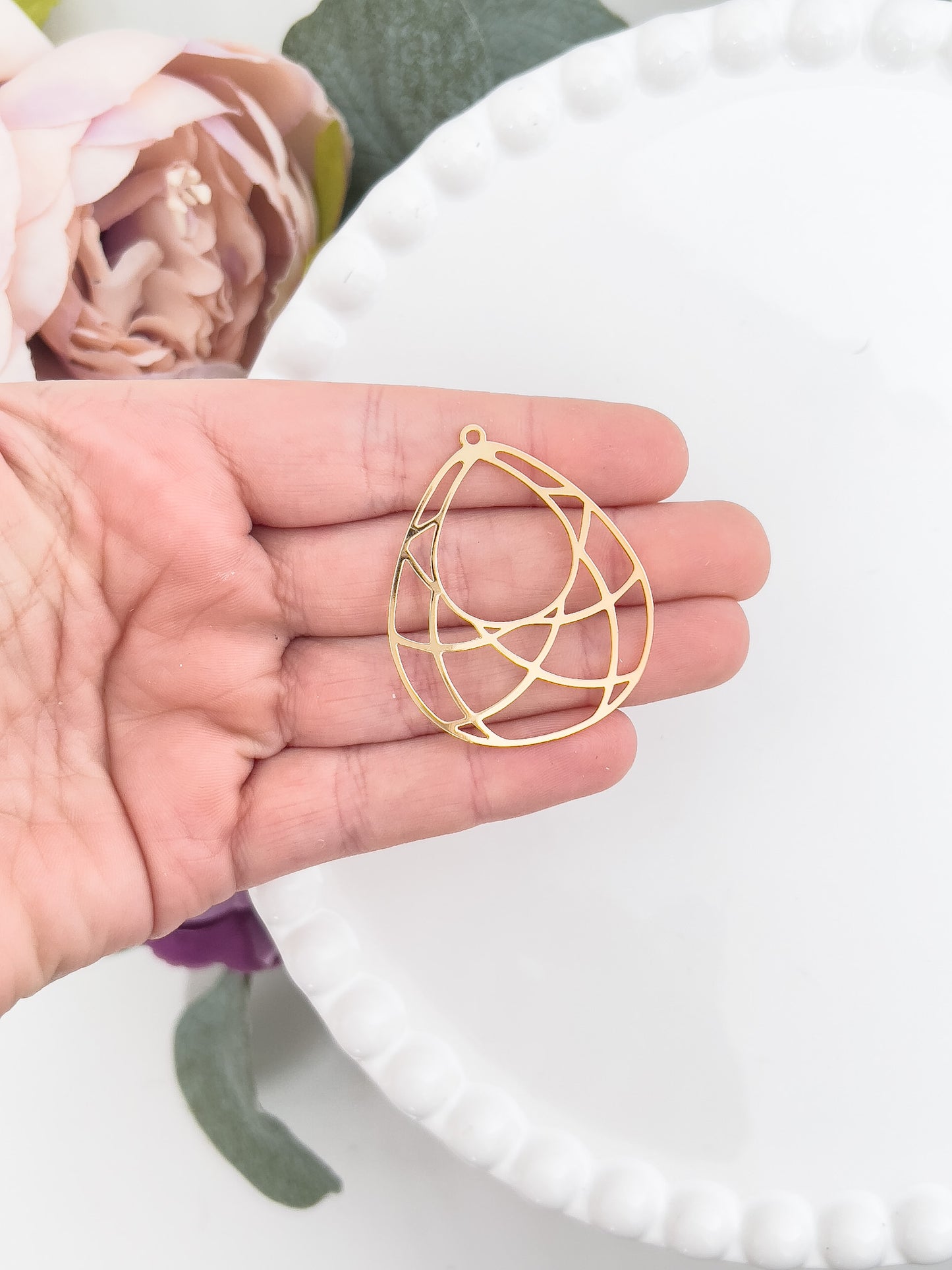 Deco Teardrop Bezel Charm - 10 PIECES - June Launch