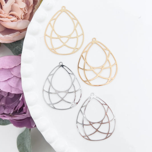 Deco Teardrop Bezel Charm - 10 PIECES - June Launch