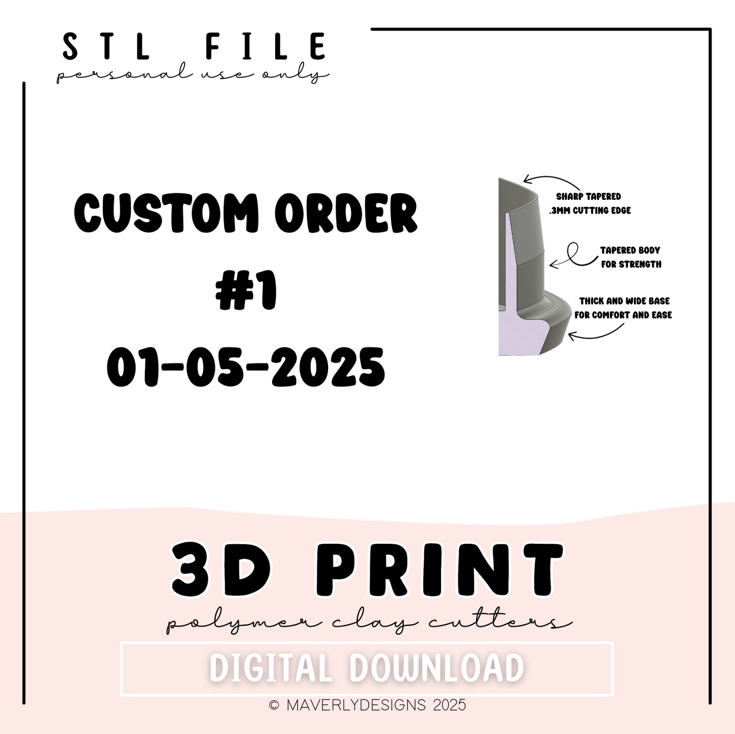 Custom Cutter Order #1 - Jan 5, 2025 - Valentine's Day - Digital Download - STL Polymer Clay Cutter - Print your own Clay Cutter