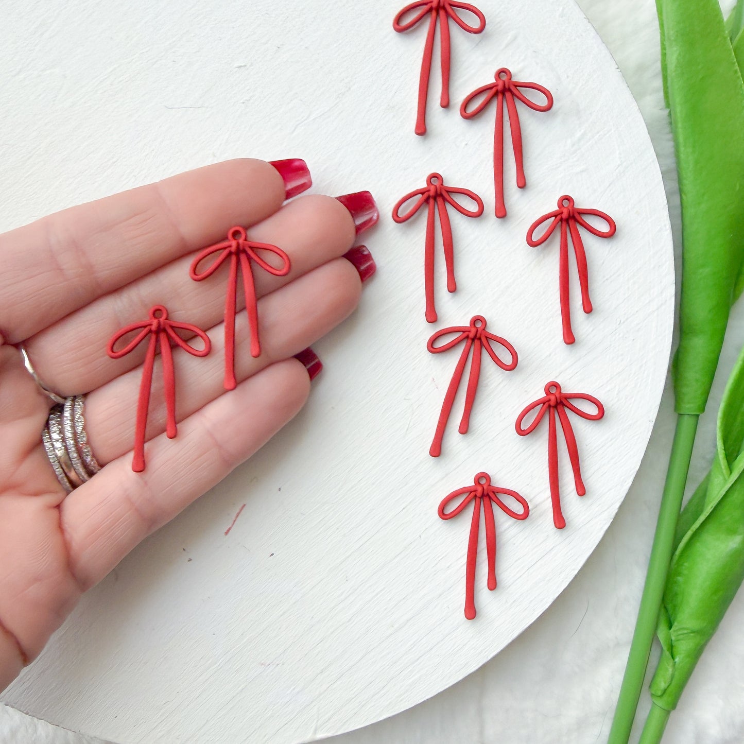 Red Shoe Lace Bow Charm- 10 PIECES - December 2025 Launch