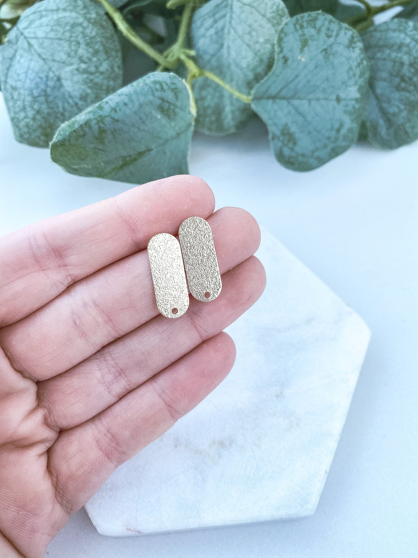 Long Solid Textured Oval Stud Finding - 10 PIECES