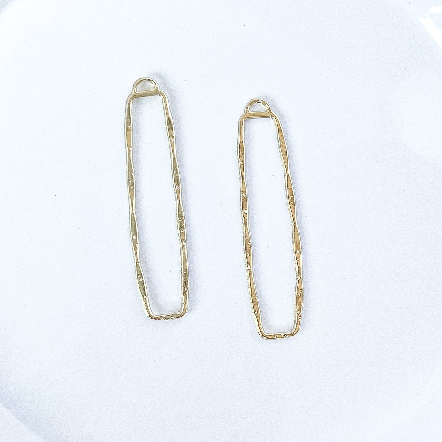 Long Hammered Rectangle Bezel - 10 PIECES