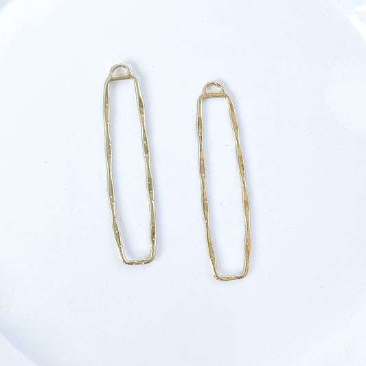 Long Hammered Rectangle Bezel - 10 PIECES