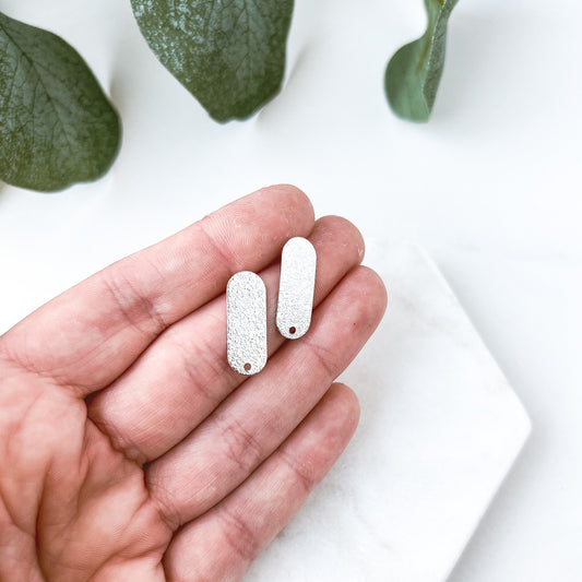 Long Solid Textured Oval Stud Finding - 10 PIECES