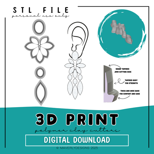 Amren 4 Pieces - Digital Download - STL Polymer Clay Cutter - Print your own Clay Cutter (Copy)