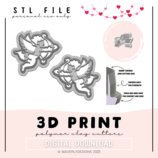 Cupid - Valentine's Day - Digital Download - STL Polymer Clay Cutter - Print your own Clay Cutter