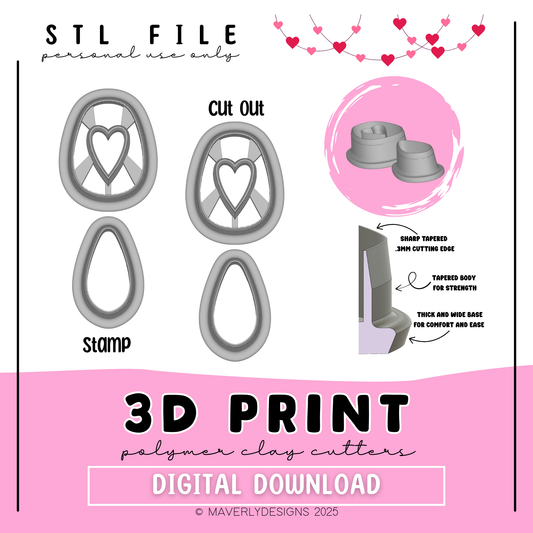Juliet Imprint and Cut Out Duo- Valentine's Day - Digital Download - STL Polymer Clay Cutter - Print your own Clay Cutter