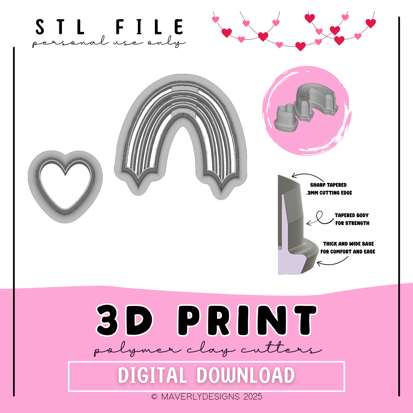 Arch and Heart Dangle Set - Valentine's Day - Digital Download - STL Polymer Clay Cutter - Print your own Clay Cutter