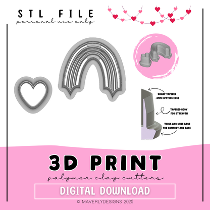 Arch and Heart Dangle Set - Valentine's Day - Digital Download - STL Polymer Clay Cutter - Print your own Clay Cutter