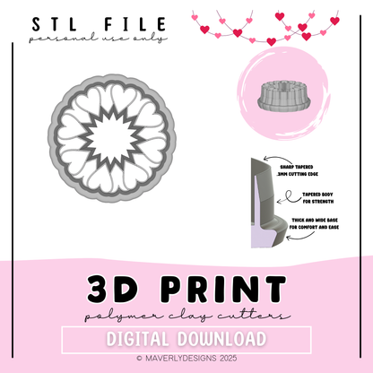 Heart Wreath Imprint Cut out- Valentine's Day - Digital Download - STL Polymer Clay Cutter - Print your own Clay Cutter