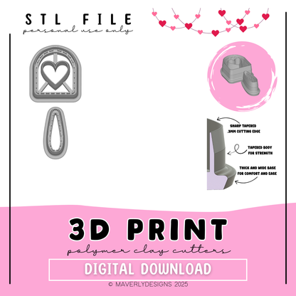 Valentina Imprint and Window Dangle Set - Valentine's Day - Digital Download - STL Polymer Clay Cutter - Print your own Clay Cutter