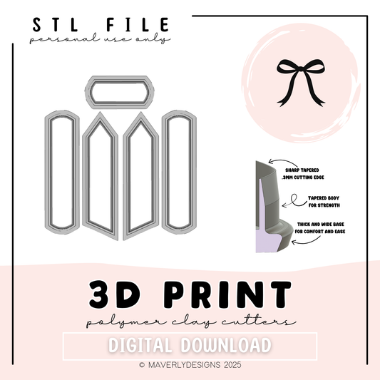 Ribbon Bow Builder - Digital Download - STL Polymer Clay Cutter - Print your own Clay Cutter