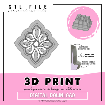 Elegant Spiral Diamond Window - Digital Download - STL Polymer Clay Cutter - Print your own Clay Cutter